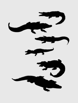 Crocodile Silhouettes, art vector design