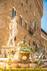Neptune fountain in Florence, Italy. One of the main attraction on Piazza della Signoria, was build...