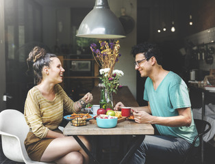 Couple Eating Food Meal Dating Romance Love Concept - obrazy, fototapety, plakaty