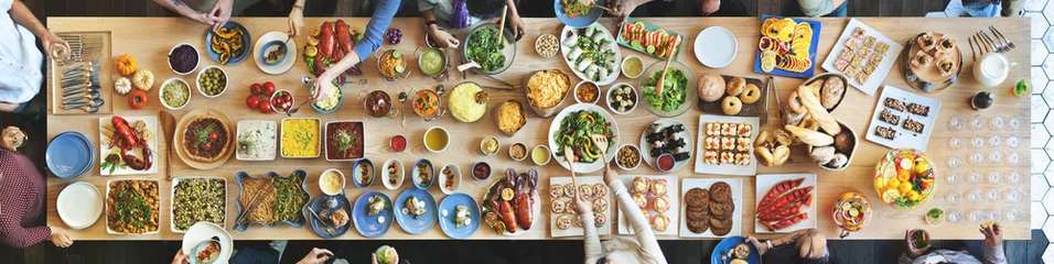 Papier Peint photo autocollant Manger Brunch Choice Crowd Dining Food Options Eating Concept