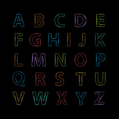 Vector abstract Neon alphabet .Alphabet vector .Vector alphabet.Vector Alphabet isolated.Vector Alphabet neon style.Vector Neon Alphabet.Vector font isolated on  background.Vector Type neon hand drawn