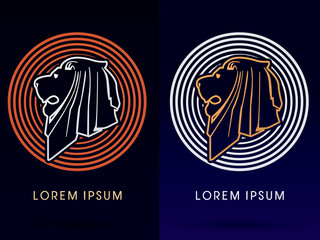 Lion Head, Face, side view, on cycle background