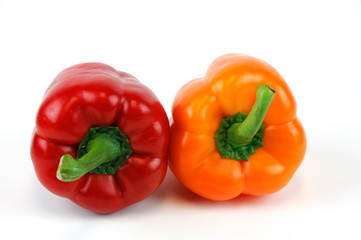 colorful peppers isolated on white background