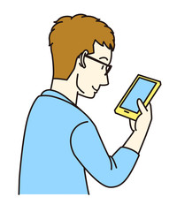 スマートフォンを操作する男性