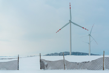 Windmill on the field in winter