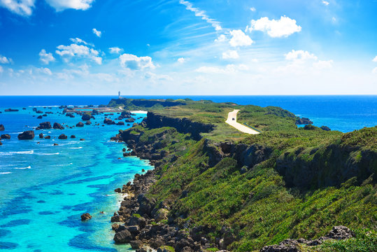 Fototapeta 日本　沖縄　宮古島　東平安名崎