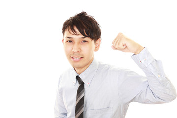 ガッツポーズのビジネスマン