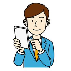 スーツの男性_タブレット