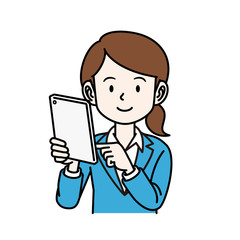 スーツの女性_タブレット