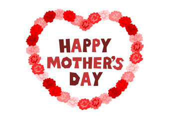  母の日のイラスト: カーネーションのハートフレーム