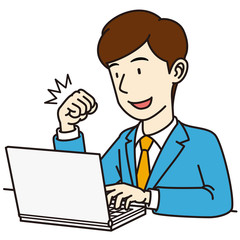 スーツの男性_PC_喜ぶ