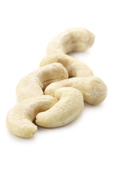 Cashew nuts on white