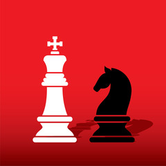 chess white king and black knight design vector