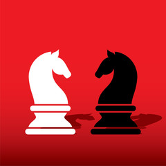 chess white knight  and black knight design vector