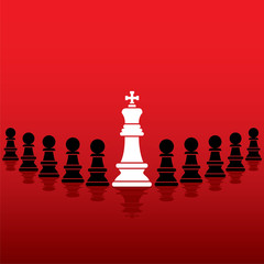 chess white king with black pawn team concept design vector