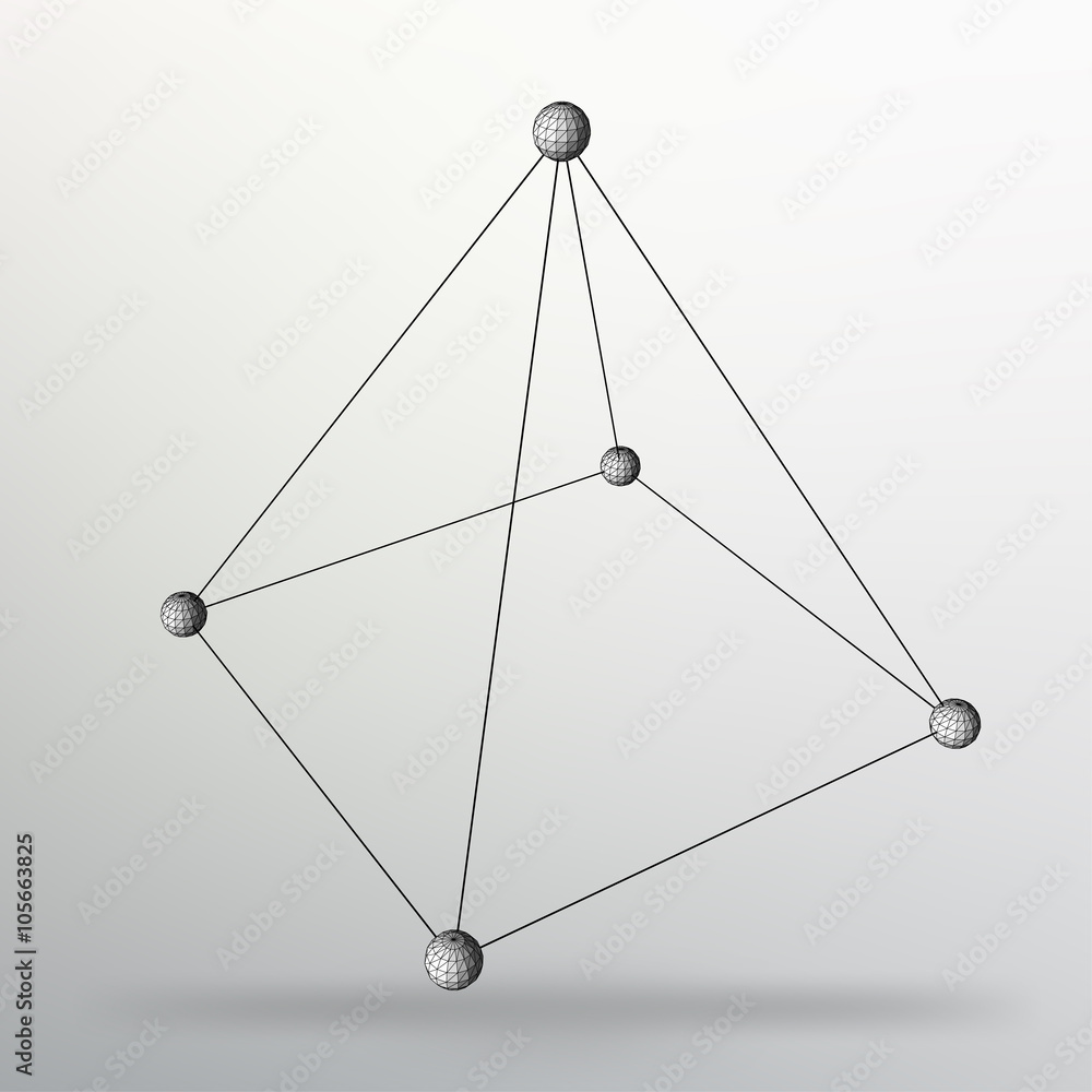 Poster abstract creative concept vector background of geometric shapes - pyramid. scope of lines and dots. 