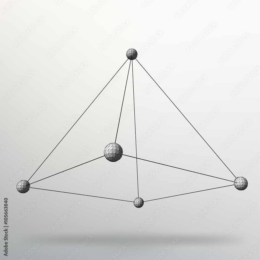Poster abstract creative concept vector background of geometric shapes - pyramid. scope of lines and dots. 