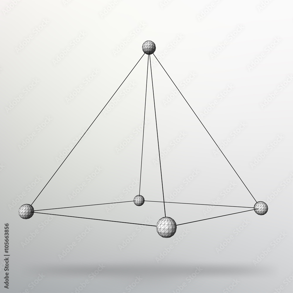 Poster abstract creative concept vector background of geometric shapes - pyramid. scope of lines and dots. 