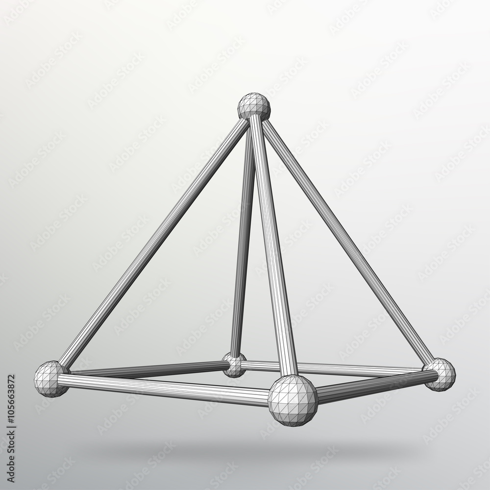 Poster abstract creative concept vector background of geometric shapes - pyramid. scope of lines and dots. 