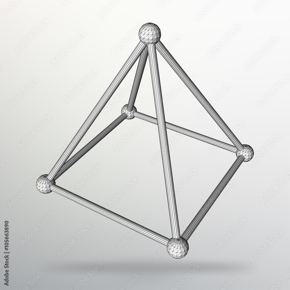 Poster abstract creative concept vector background of geometric shapes - pyramid. scope of lines and dots. 