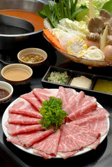 Sukiyaki Fresh Beef pork slices, Vegetable, Dinner Set