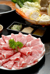 Sukiyaki Fresh Beef pork slices, Vegetable, Dinner Set