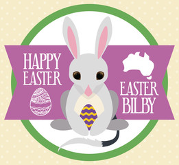 Bilby with a Paschal Egg for Australian Easter, Vector Illustration
