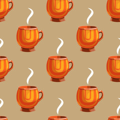 Seamless pattern with cartoon mugs-9