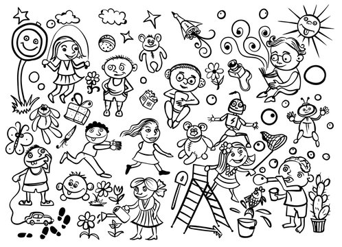 children's entertainment/vector image of children playing