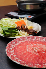 Sukiyaki Fresh Beef pork slices, Vegetable, Dinner Set