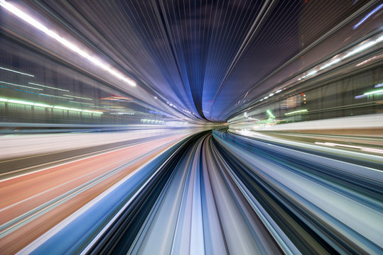 Tokyo, Japan train motion blur.