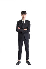 Obraz na płótnie Canvas isolated young asian businessman on white background