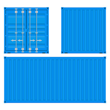 Cargo container. Blue shipping container