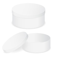 White round box. Closed and Open gift box
