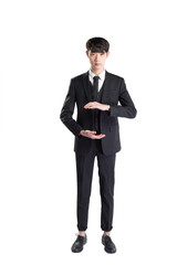 Obraz na płótnie Canvas isolated young asian businessman on white background