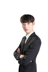 isolated young asian businessman on white background