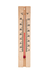Thermometer for home, office, warehouse. Made on a wooden base.