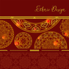 Golden mandalas with highlights. Vector background. Ethnic desig