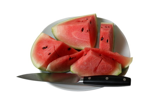 watermelon and knife isolated