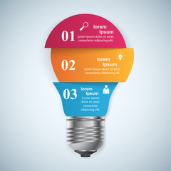 Abstract 3D digital illustration Infographic. Bulb icon. Light icon.
