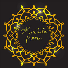 Vector Frame. Golden mandala with highlights. Vector background.