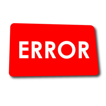 Icono plano ERROR en rectangulo rojo con sombra
