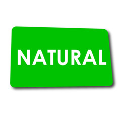 Icono plano NATURAL en rectangulo verde con sombra