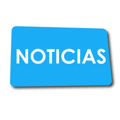 Icono plano NOTICIAS en rectangulo azul con sombra
