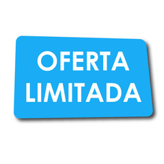 Icono plano OFERTA LIMITADA en rectangulo azul con sombra