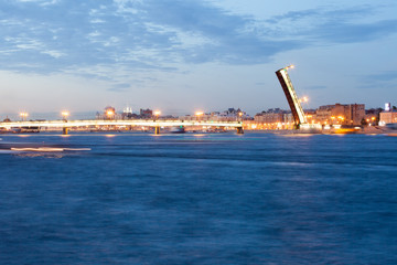 Fototapeta na wymiar Beautiful view of the drawn Liteyny Bridge in St. Petersburg