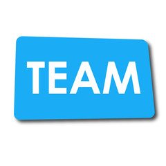 Icono plano TEAM en rectangulo azul con sombra