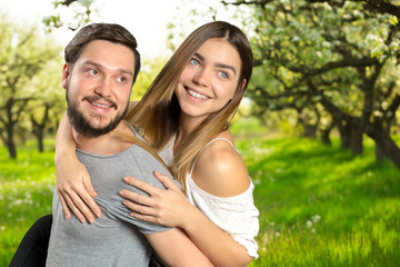 Cheerful young couple standing