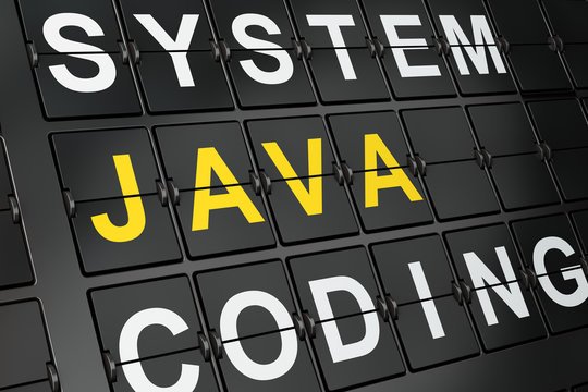 Programming concept: Java on airport board background