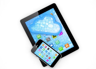 tablet pc, smart phone and cloud